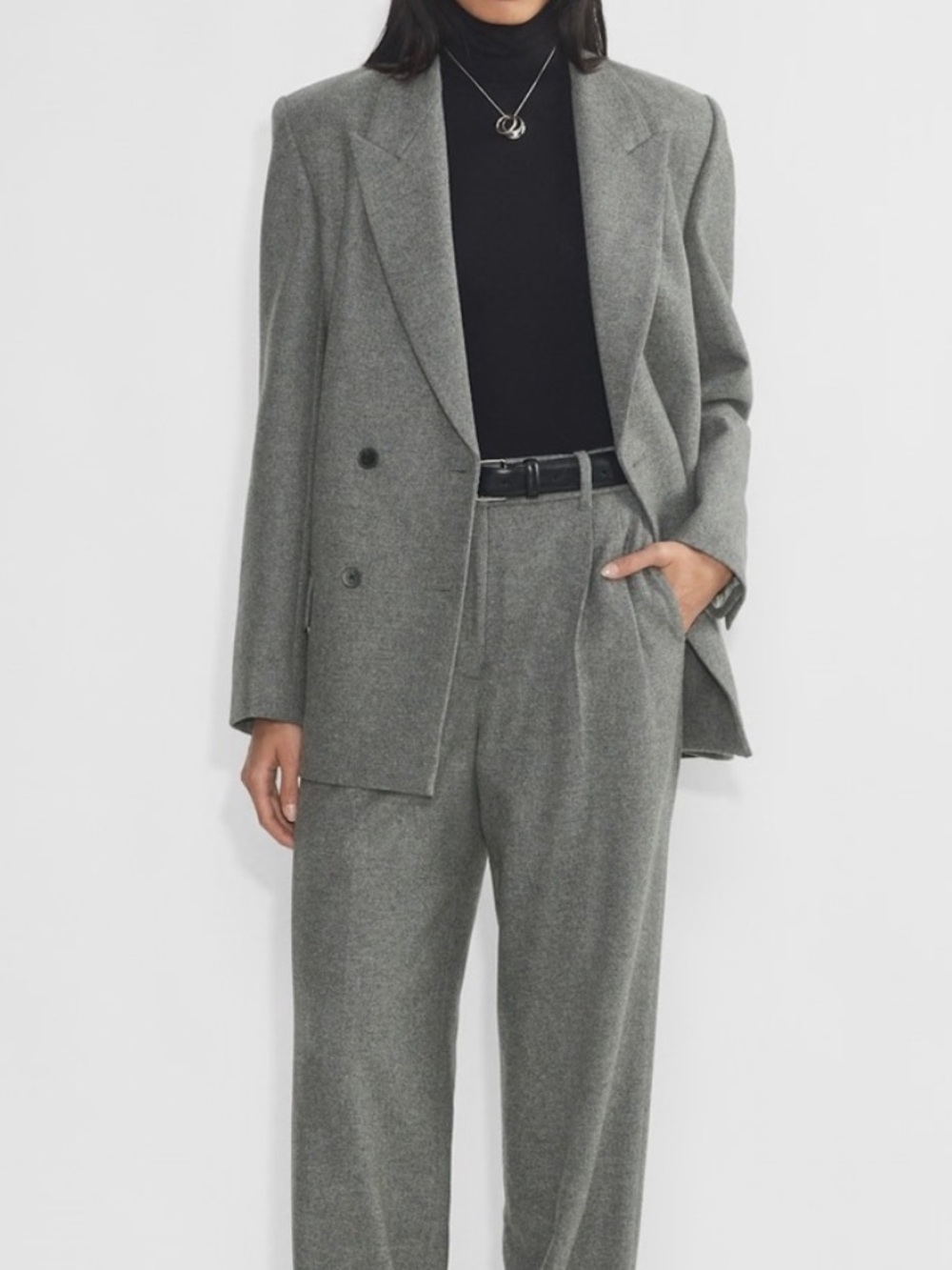 Aritzia Wilfred Destiny Blazer Size 12 Grey Oversized Wool Cashmere